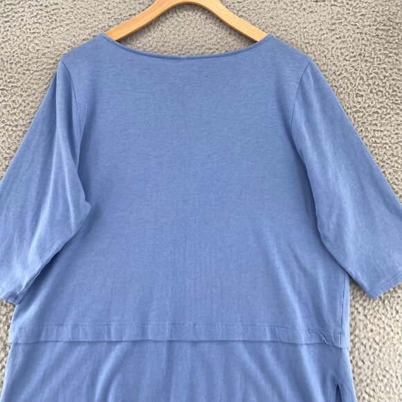 J Jill Top Womens Large Blue Pure Jill Boat Neck 3/4 Sleeve Tunic Stretch Knit - Picture 4 of 11